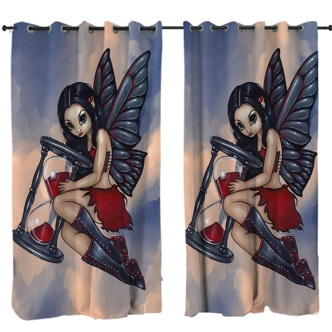 Time Flies Hourglass Gothic Time Fairy Curtain