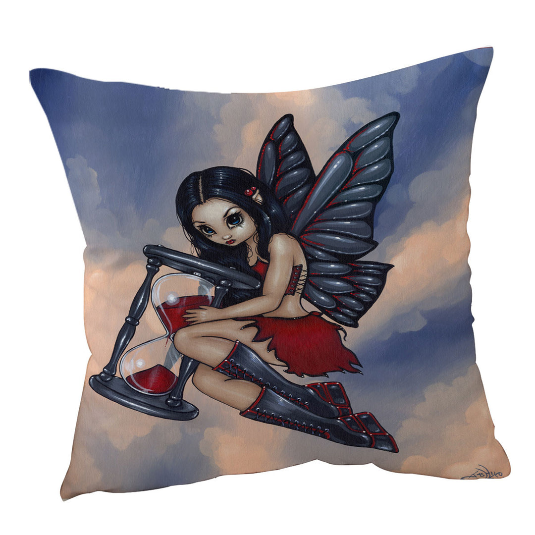 Time Flies Hourglass Gothic Time Fairy Throw Pillows