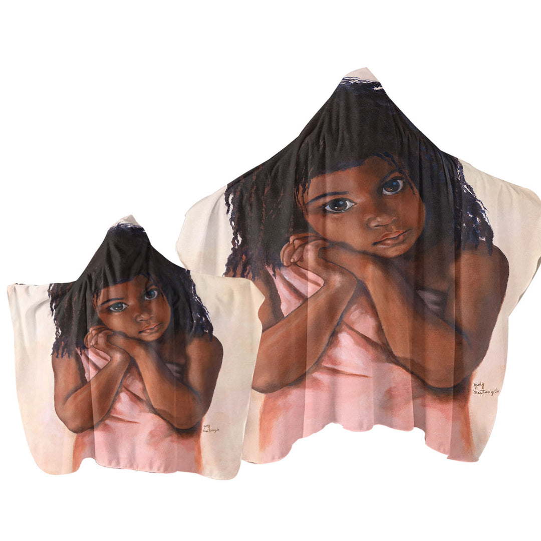 Towel Hoodie with Adorable Art Cute Black Girl