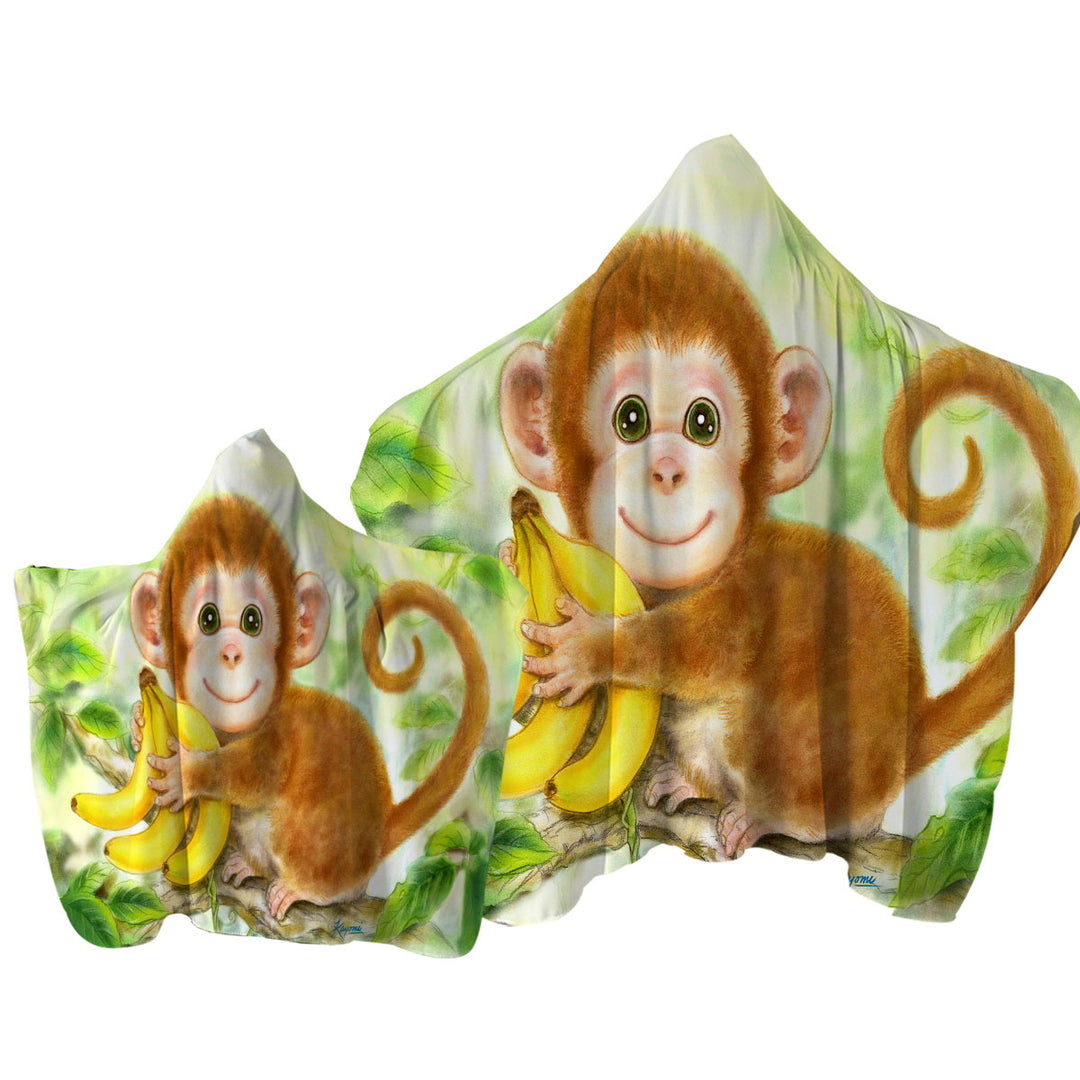 Towel Hoodie with Art Painting for Kids Baby Monkey