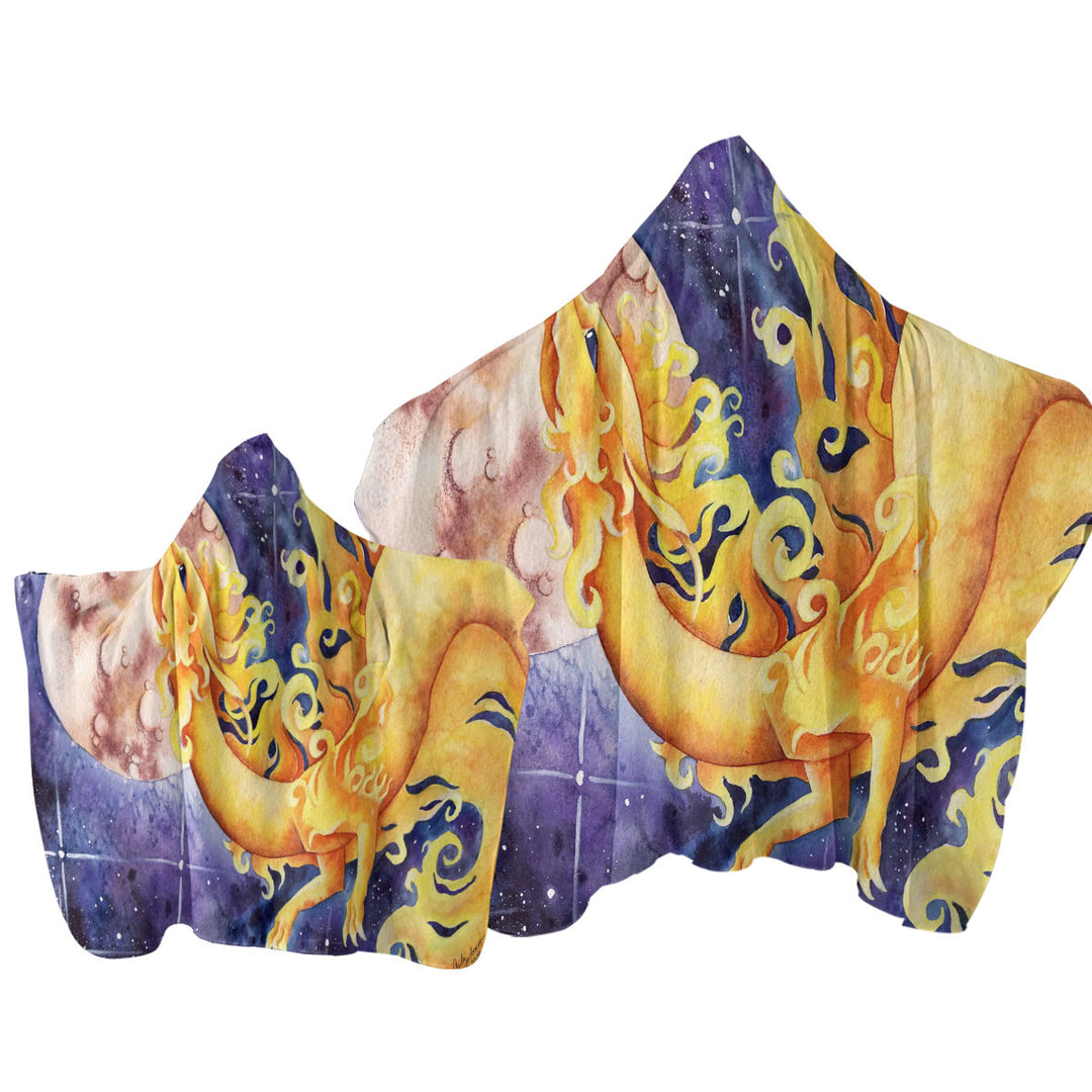 Towel Hoodie with As the Sun Dances Yellow Dragon Art