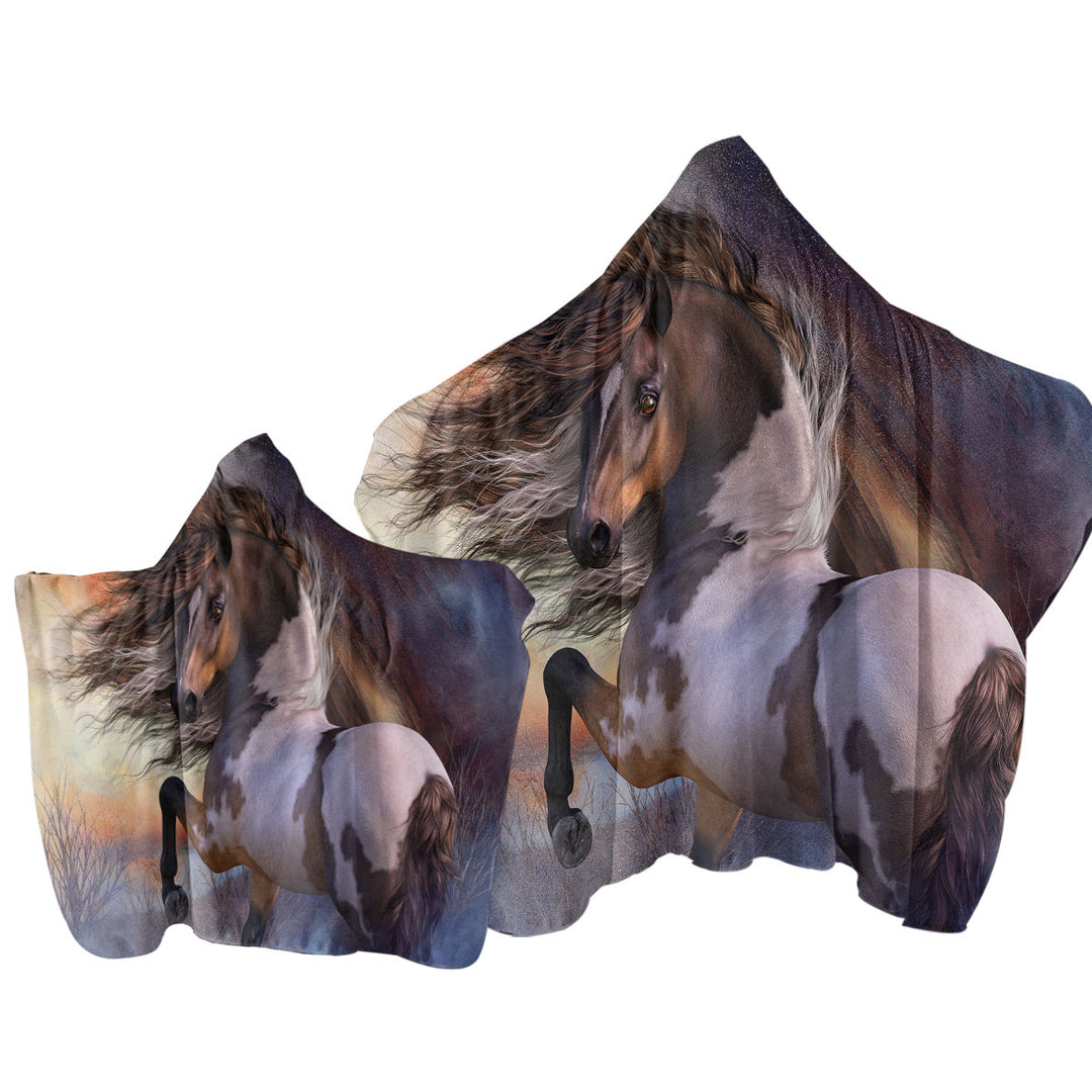 Towel Hoodie with Beautiful Wild Horse Wild Stallion