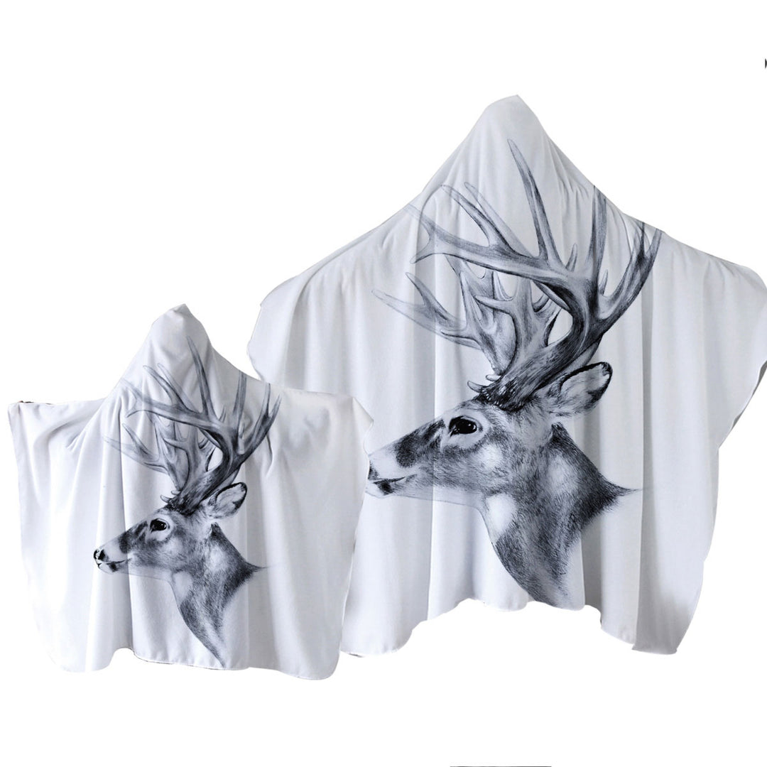 Towel Hoodie with Black and White Deer