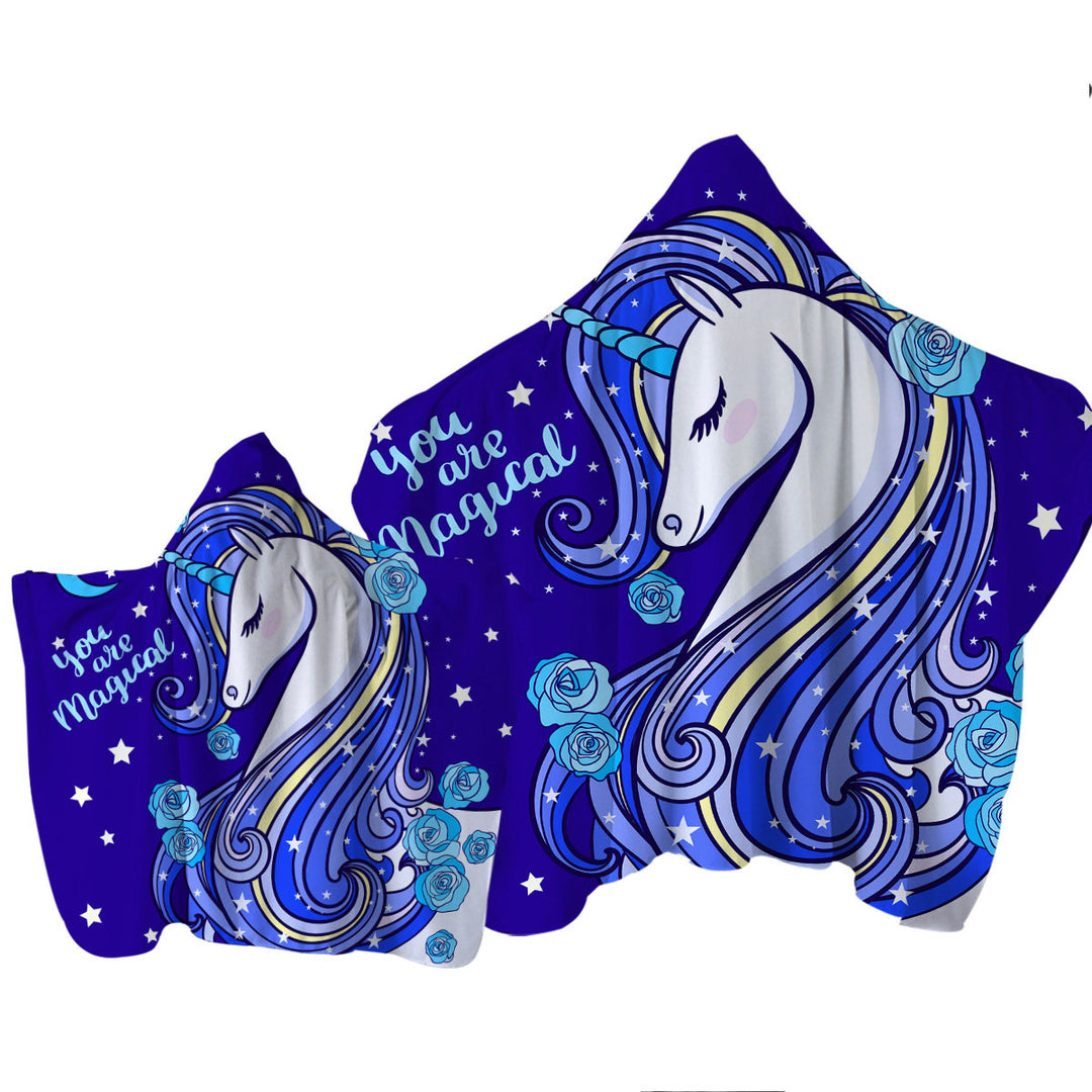 Towel Hoodie with Blue Magical Unicorn