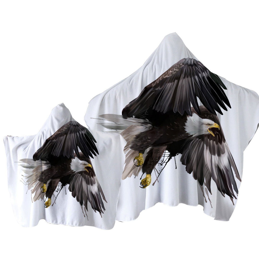 Towel Hoodie with Cool Artistic Paint Dripping Strokes Eagle