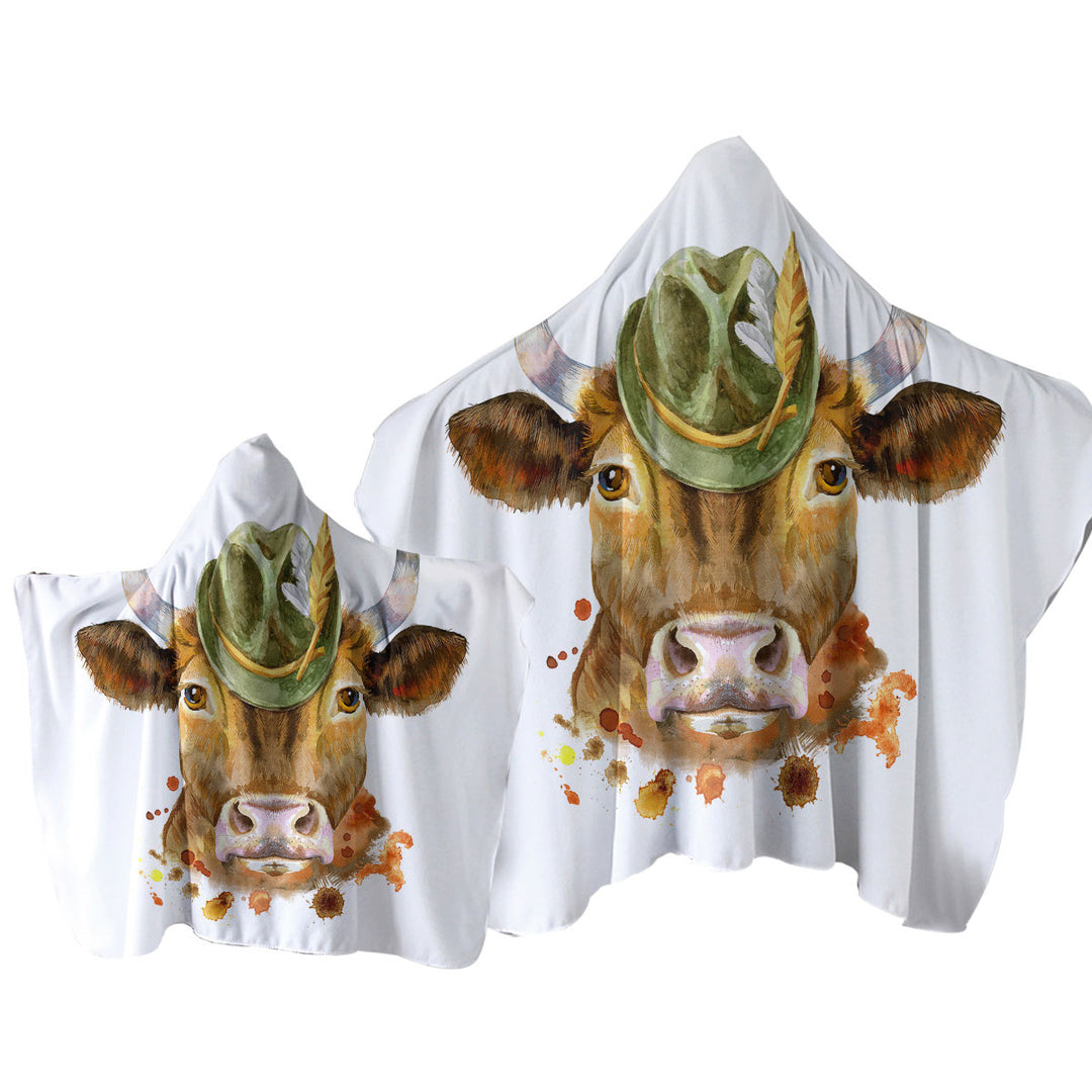 Towel Hoodie with Cool Bavarian Cow