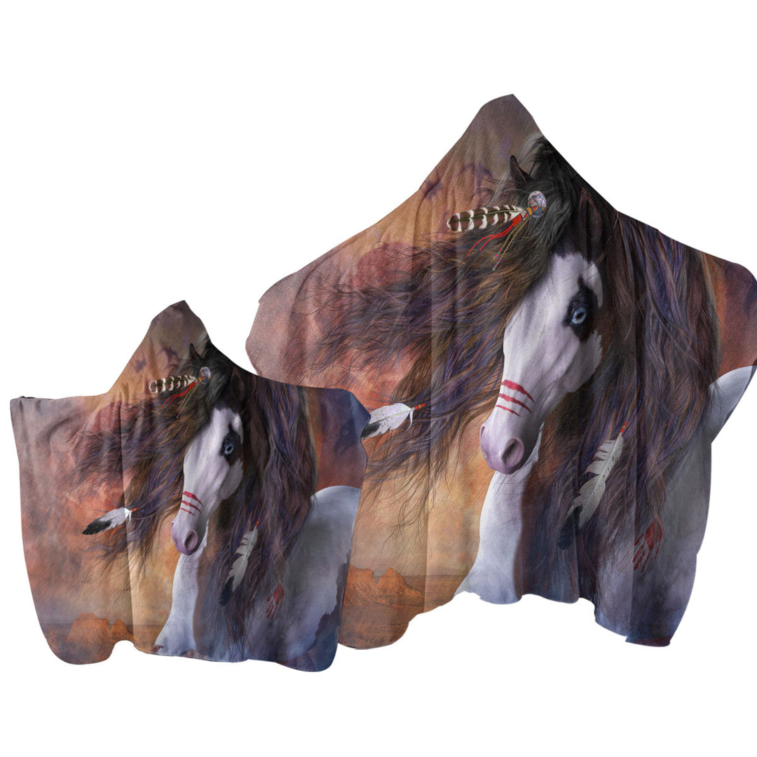 Towel Hoodie with Cool Horses Art Pawnee Brave Horse