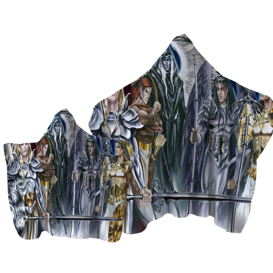 Towel Hoodie with Cool Mens Fantasy Five Archangels