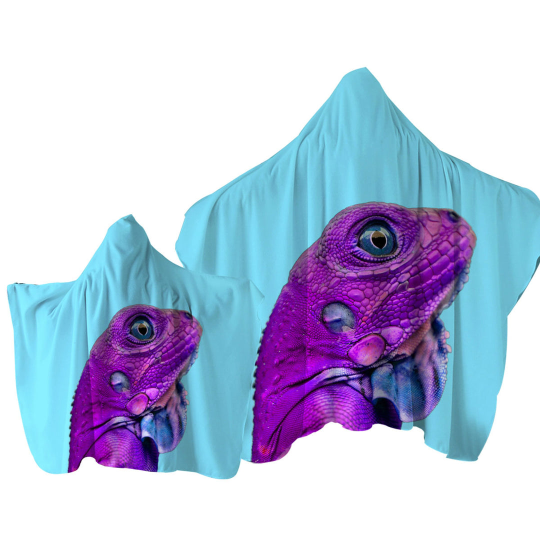 Towel Hoodie with Cool Purple Dragon Lizard