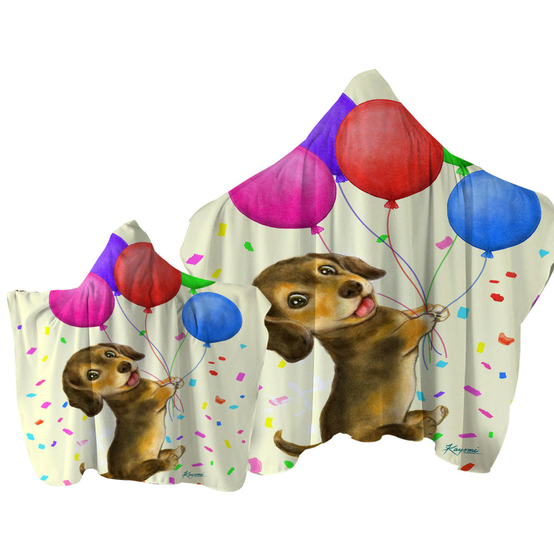 Towel Hoodie with Cute Childrens Designs Balloon Dachshund