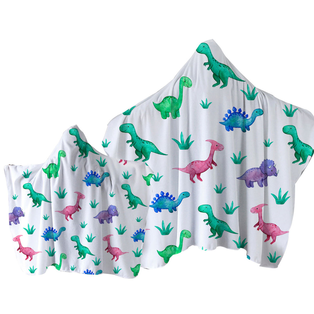 Towel Hoodie with Cute Smiling Dinosaurs for Children