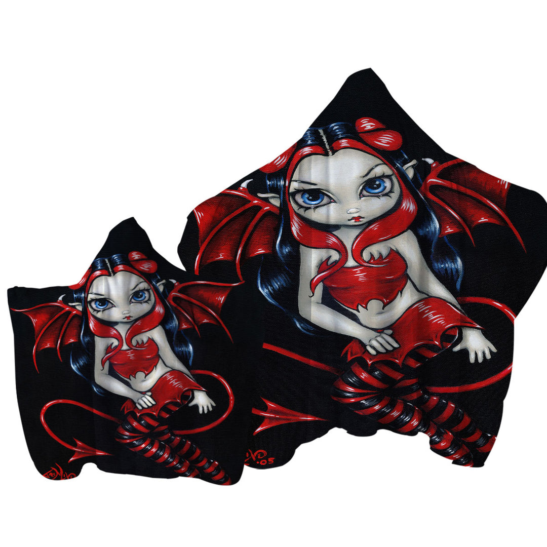 Towel Hoodie with Devilish Fairy Red Winged Fairy