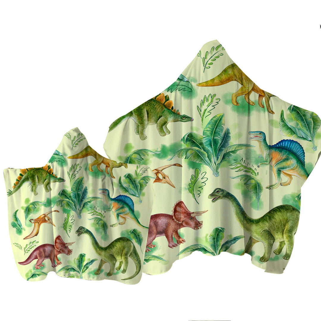 Towel Hoodie with Dinosaur Drawings for Kids