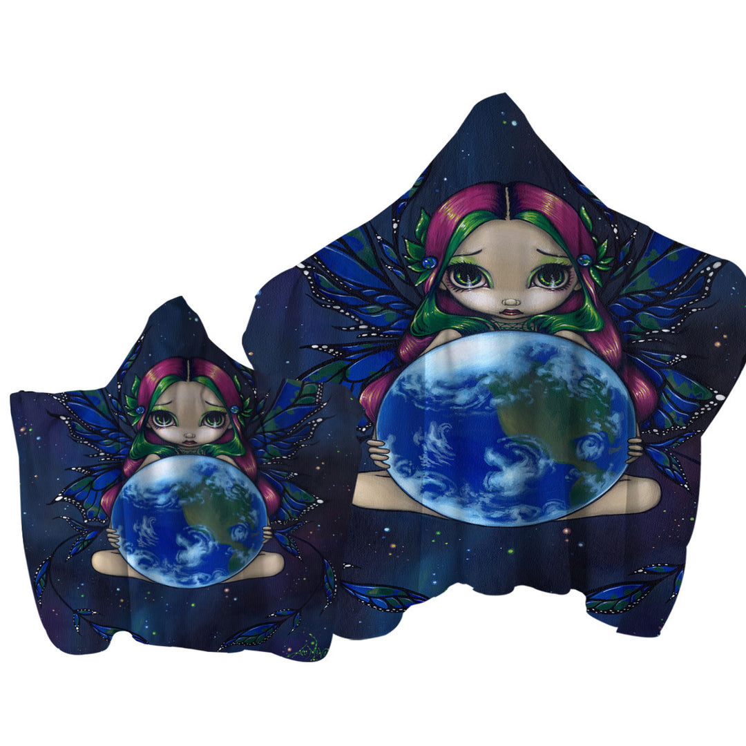 Towel Hoodie with Earth Fairy a World In Good Hands