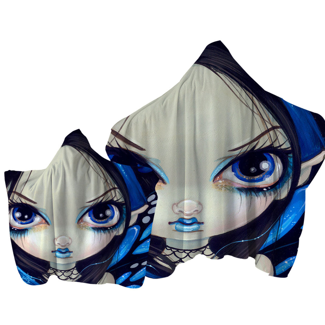 Towel Hoodie with Faces of Faery _12 Blue Goth Girl