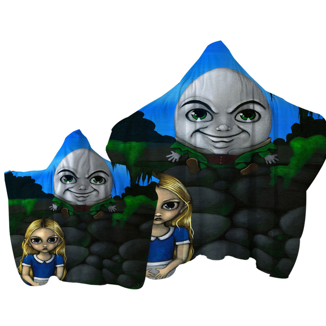 Towel Hoodie with Fairytale Art Alice and Humpty Dumpty