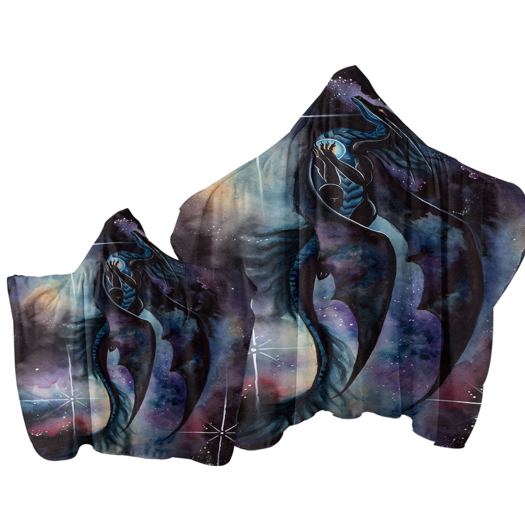 Towel Hoodie with Fantasy Art Carried by Darkness Space Dragon