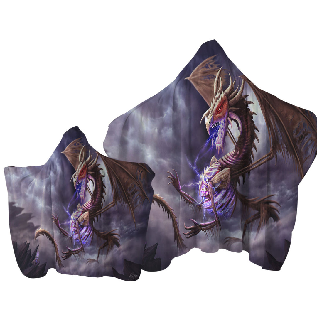 Towel Hoodie with Fantasy Art Cool Bone Dragon