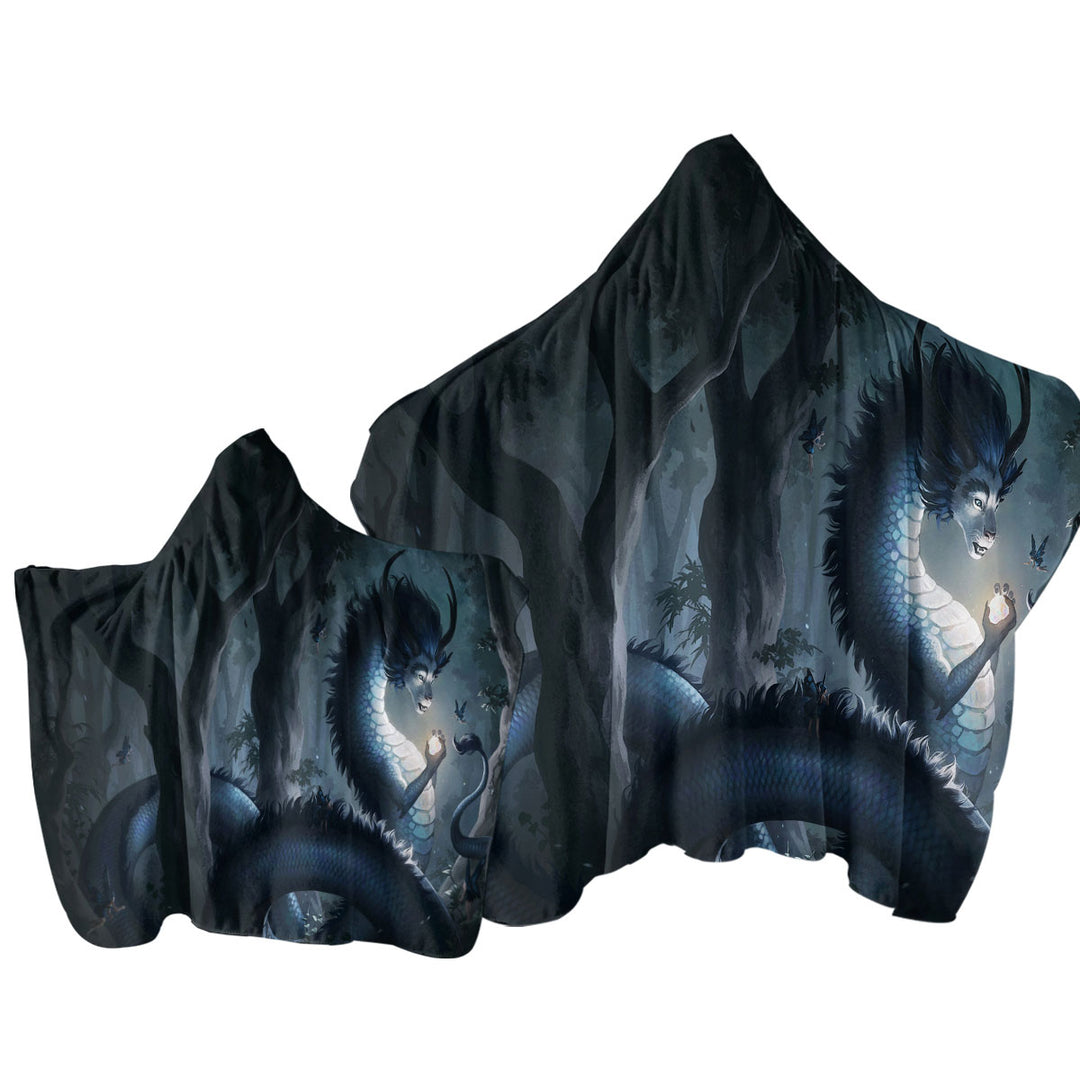 Towel Hoodie with Fantasy Art Forest Dragon