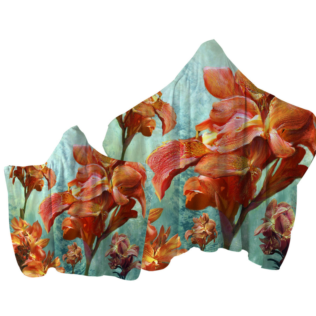 Towel Hoodie with Fine Floral Art Orchid Bouquet