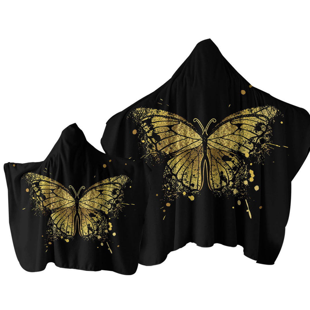 Towel Hoodie with Golden Butterfly