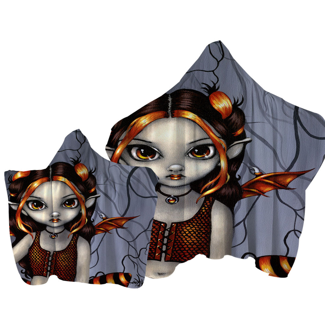 Towel Hoodie with Gothling Halloween Goth Elf Girl in Eerie Forest