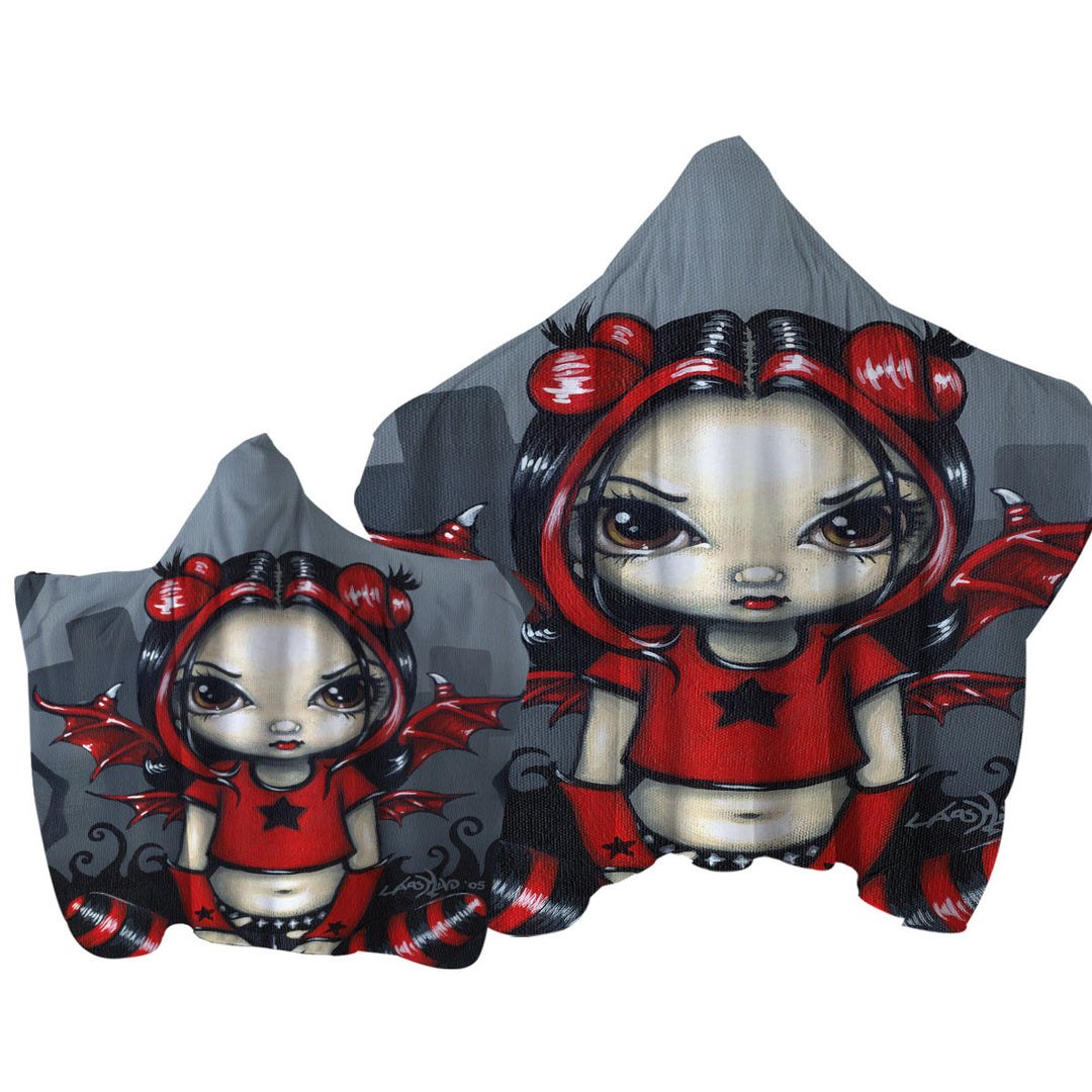 Towel Hoodie with Gothling Punk Red Black Goth Fairy in a Cemetery