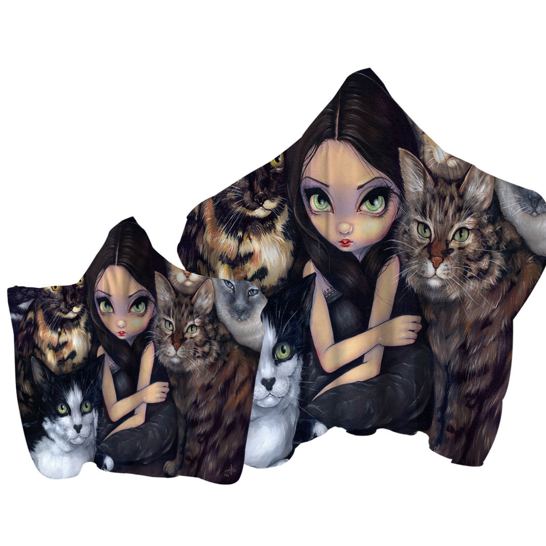 Towel Hoodie with It is All About the Cats and Beautiful Girl