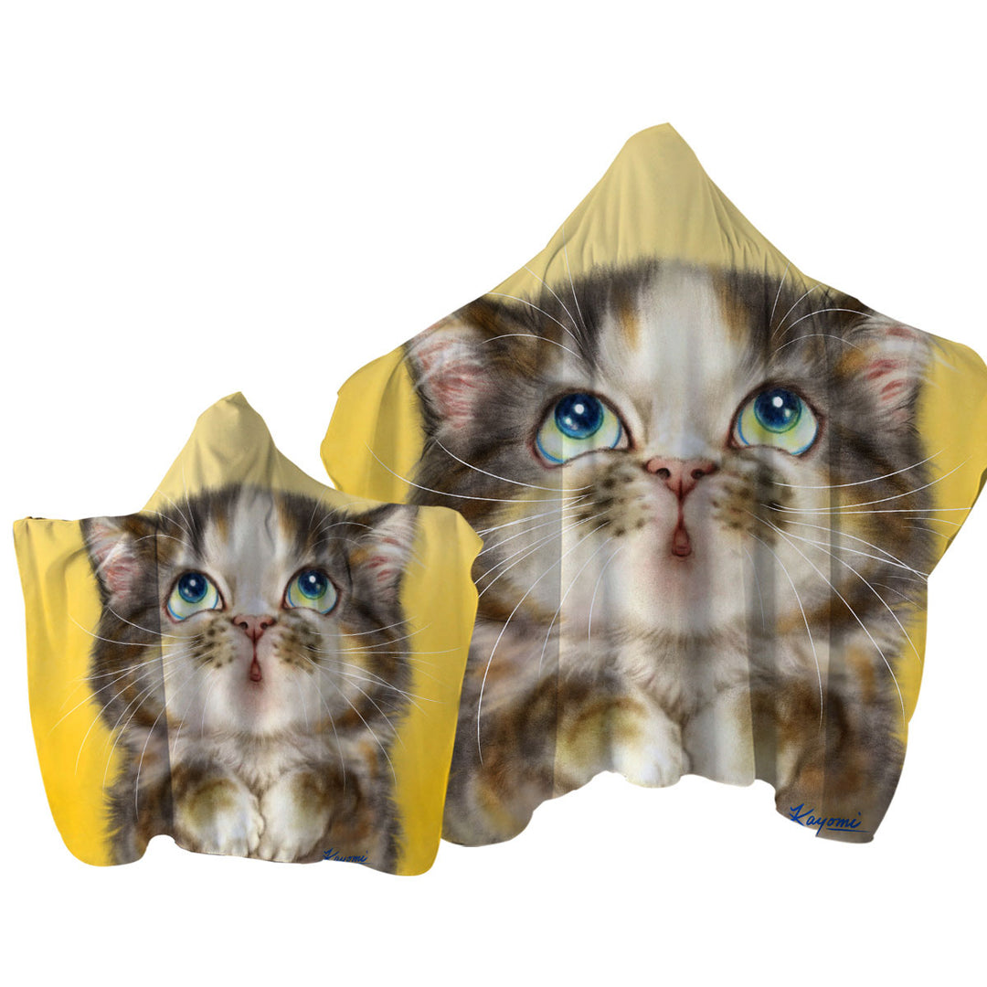 Towel Hoodie with Kittens Cute Drawings Adorable Torbie Cat