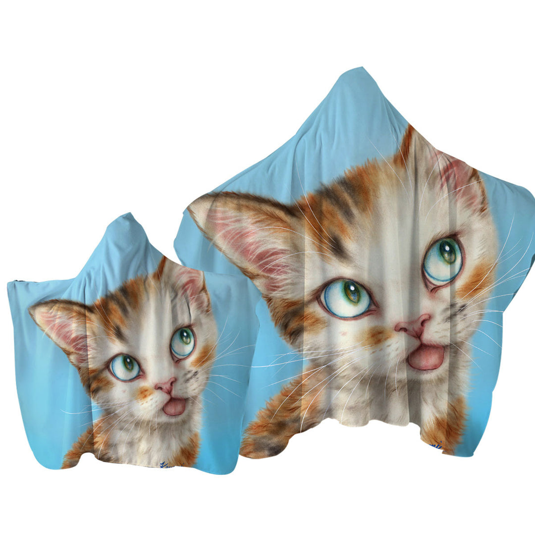 Towel Hoodie with Kittens Cute Drawings Beautiful Ginger Tabby Cat