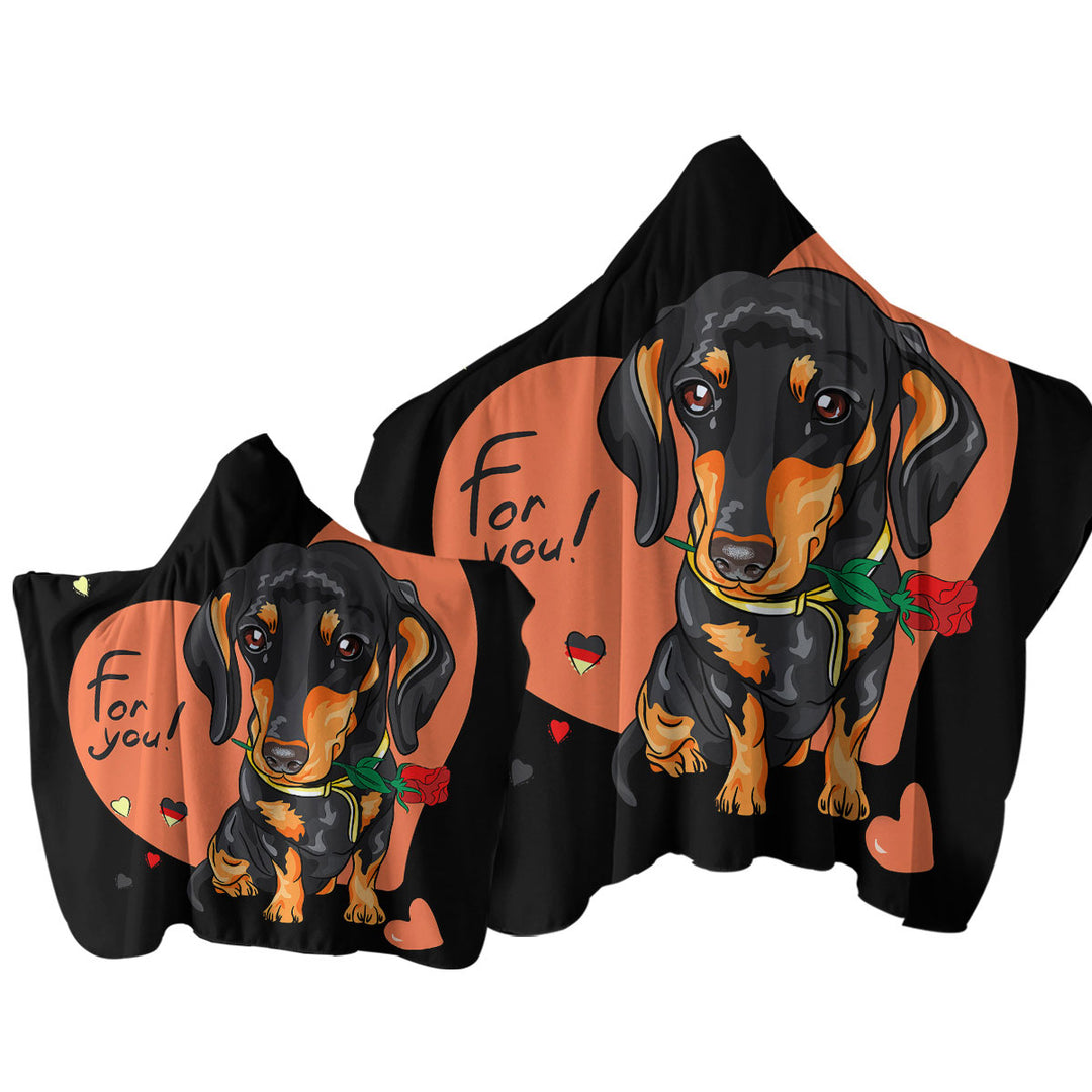 Towel Hoodie with Loving Dachshund Dog