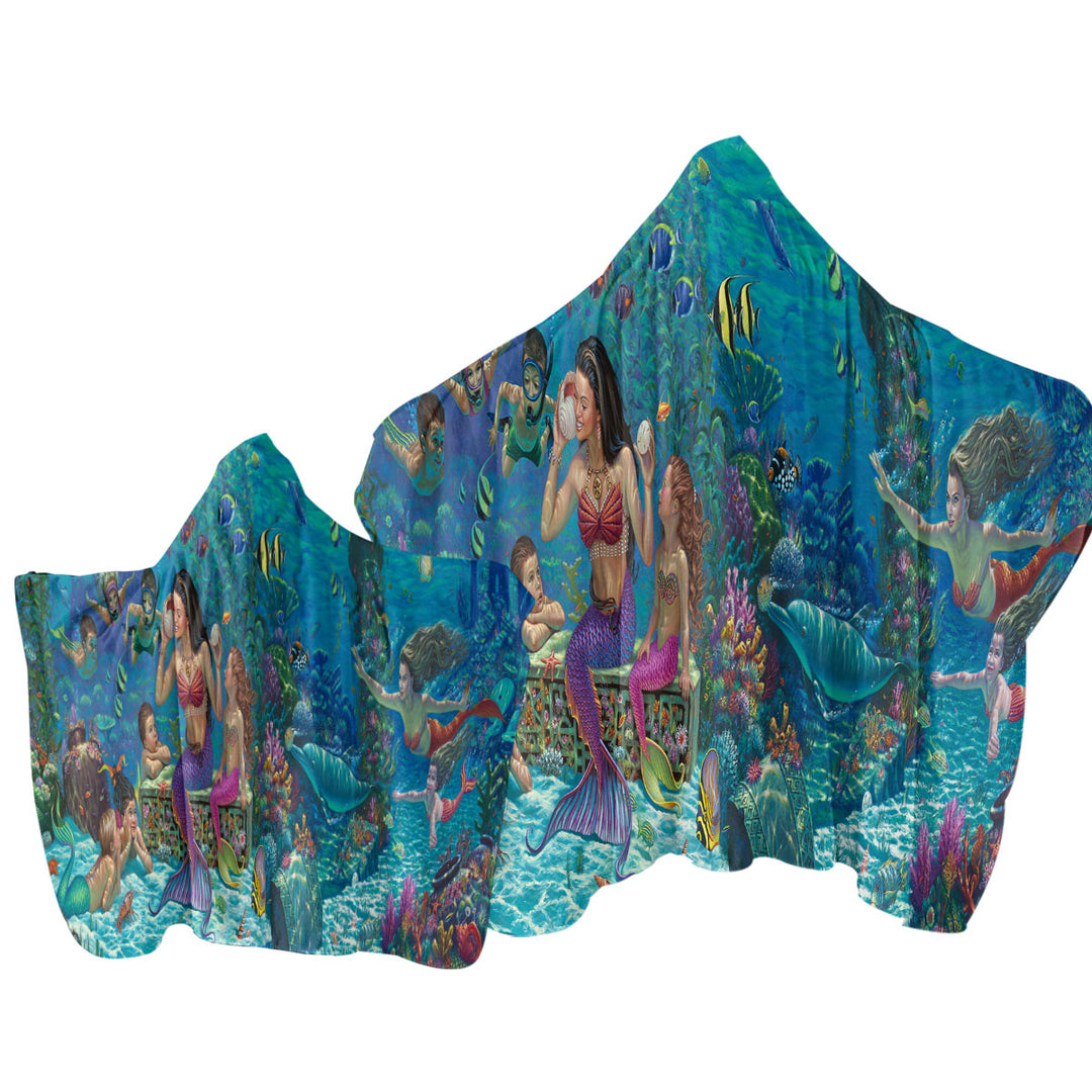 Towel Hoodie with Magical Underwater Art the Mermaids World