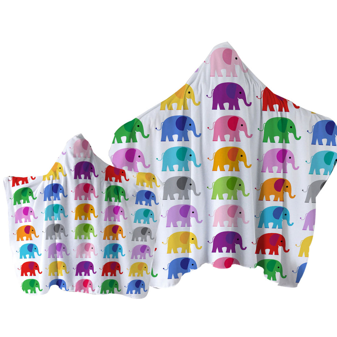 Towel Hoodie with Multi Colored Elephant Pattern