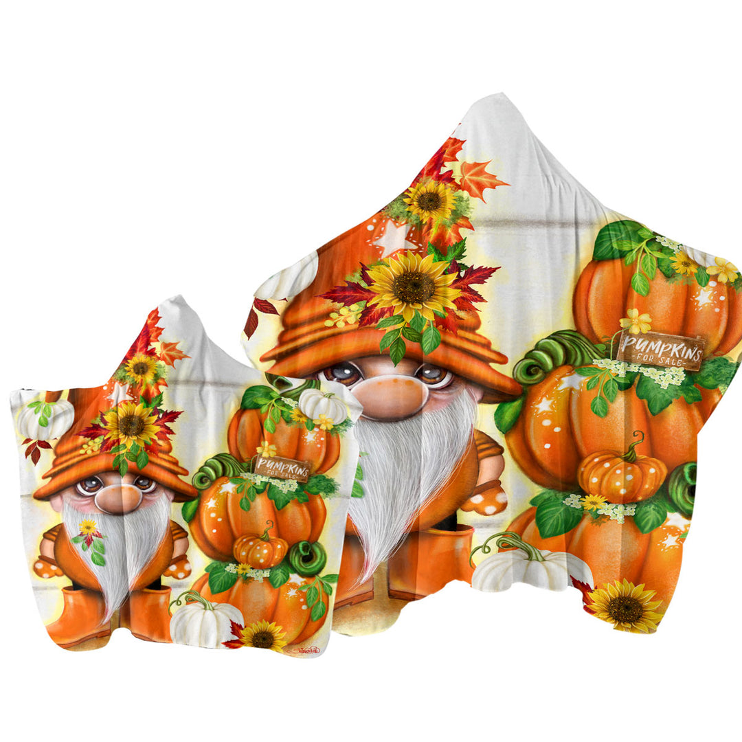 Towel Hoodie with Orange Autumn Pumpkins for Sale Lil Gnome