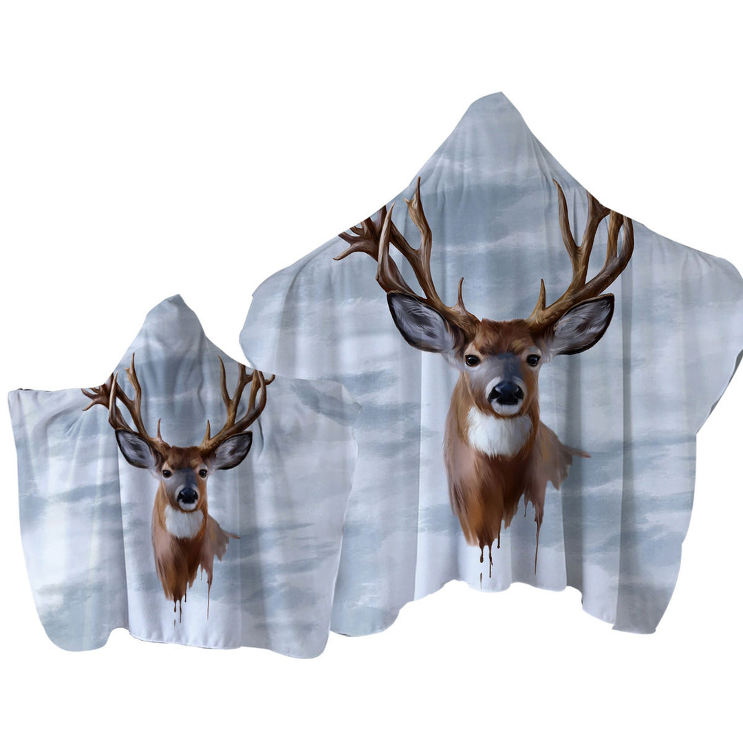 Towel Hoodie with Painted Deer