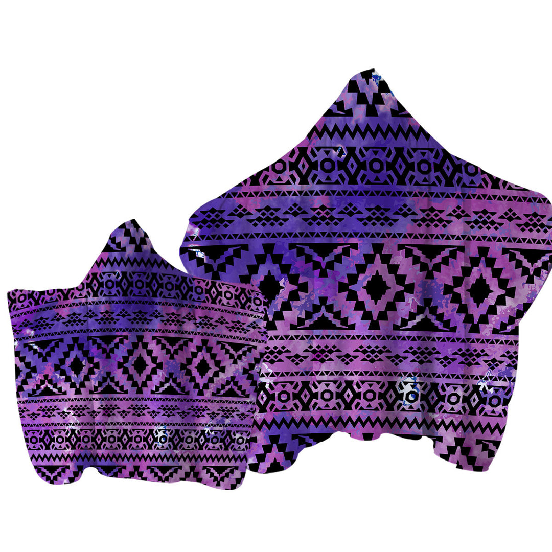 Towel Hoodie with Purple Aztec Design