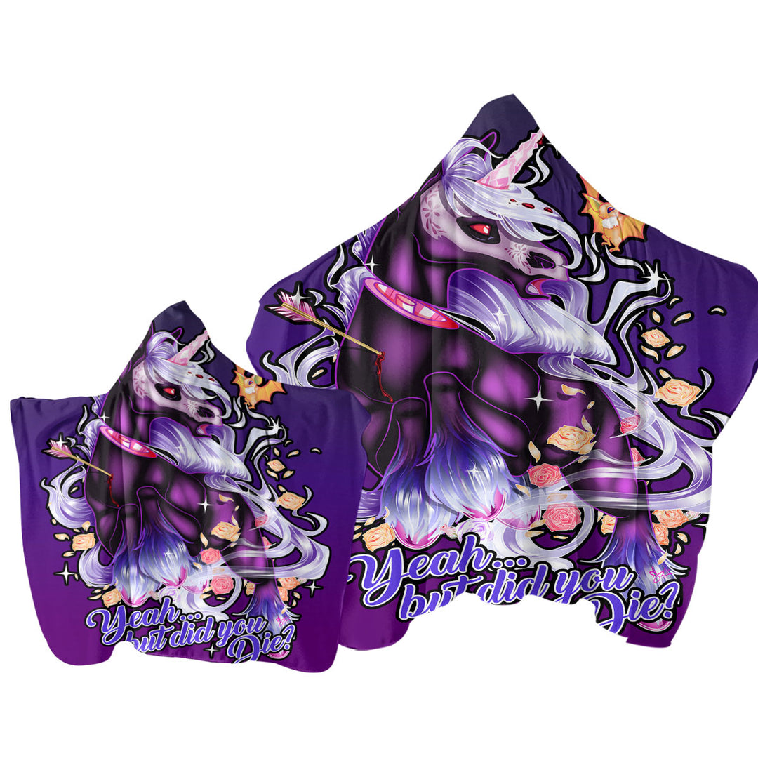 Towel Hoodie with Purple Fantasy Art Dying Rudicorn Cool Quote