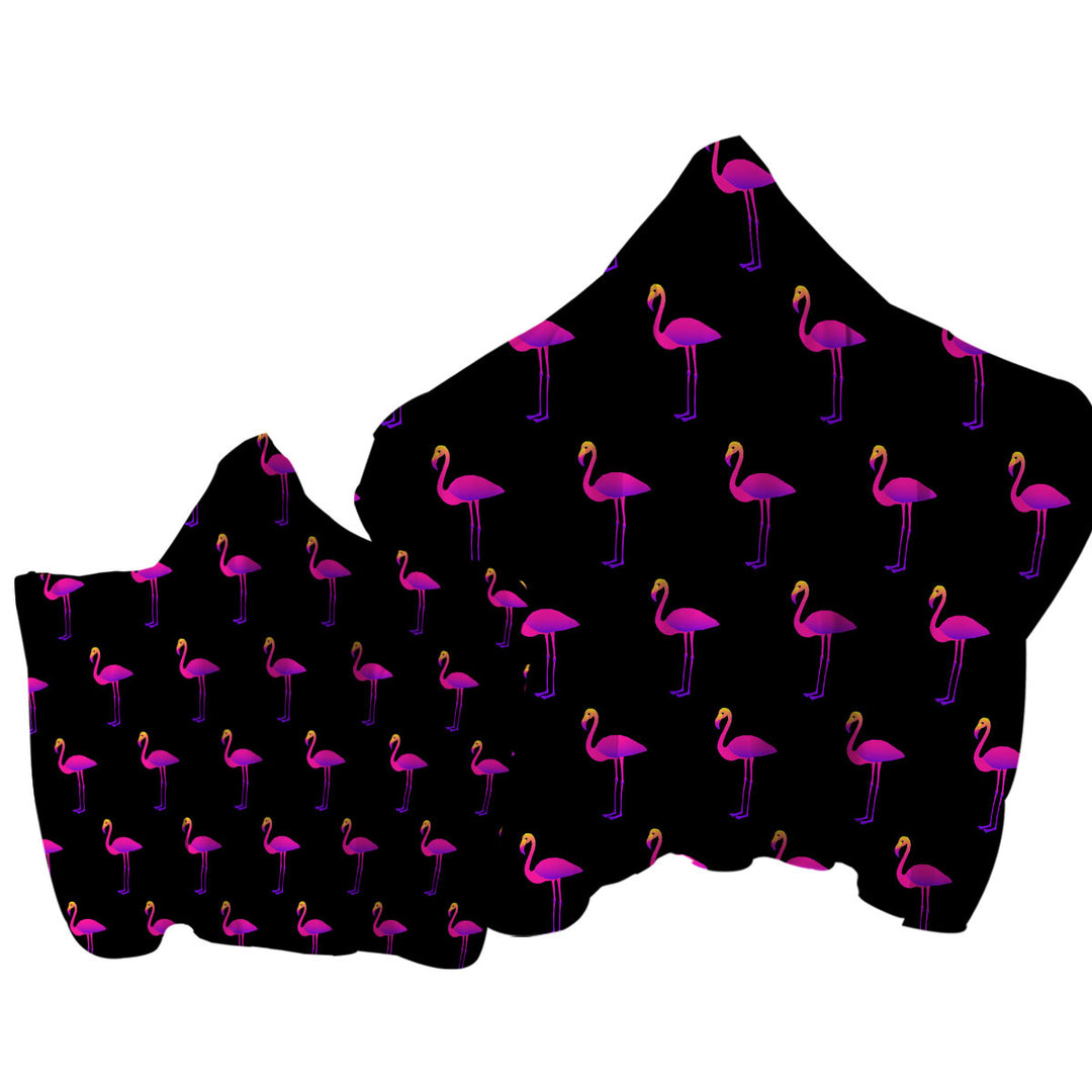 Towel Hoodie with Purplish Flamingo Pattern