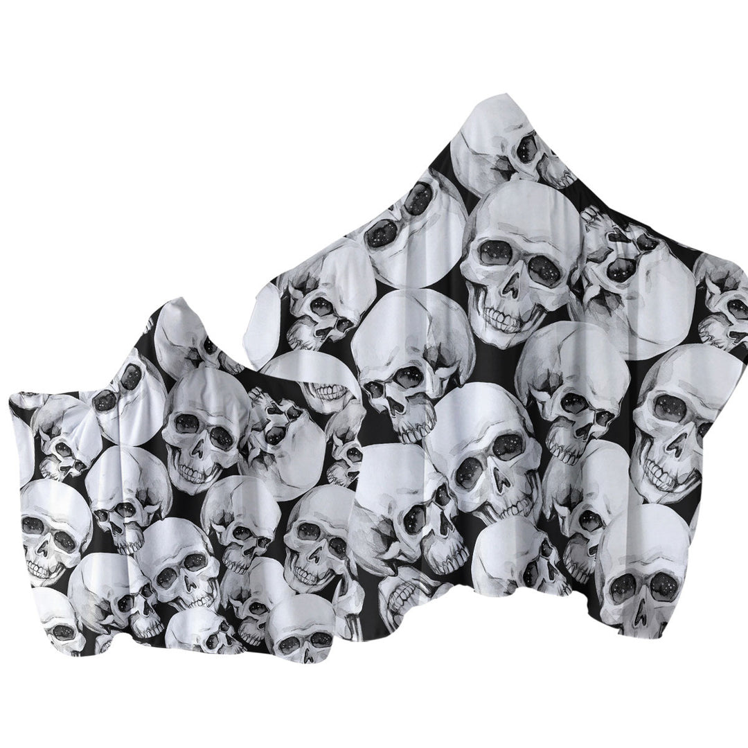 Towel Hoodie with Scary Human Skulls