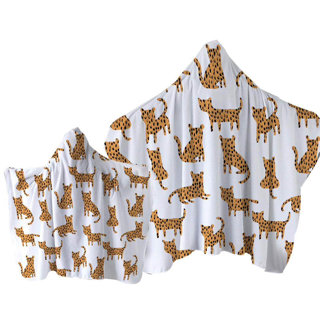 Towel Hoodie with Simple Cheetah Cute Drawing Pattern