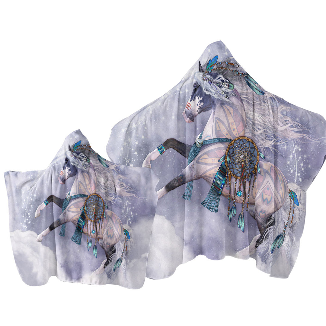 Towel Hoodie with The Cloud Dancer Magical Native American Horse