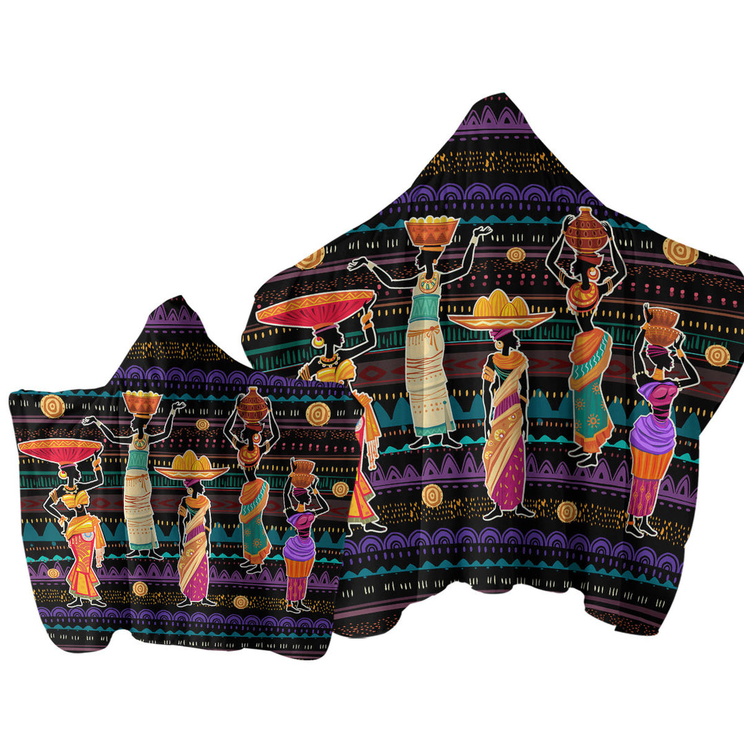 Towel Hoodie with Traditional African Pattern Women