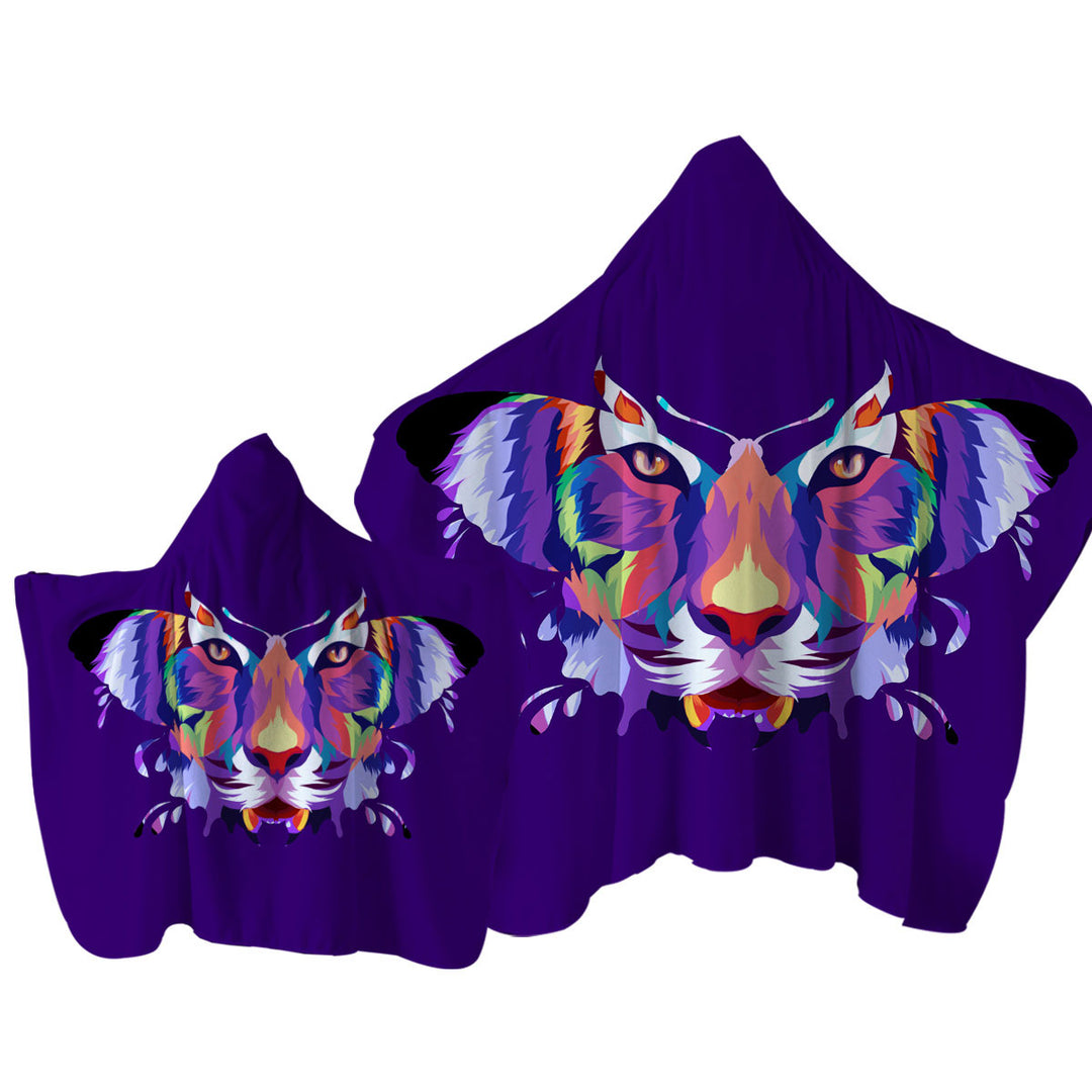 Towel with Hood with Artistic Colorful Butterfly Tiger