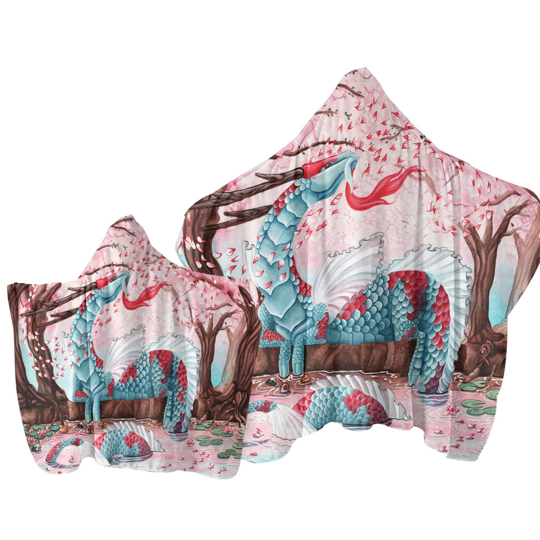 Towel with Hood with Artwork Cherry Blossom Breeze Japanese Dragon