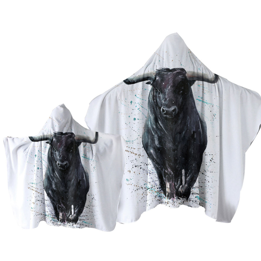 Towel with Hood with Black Bull