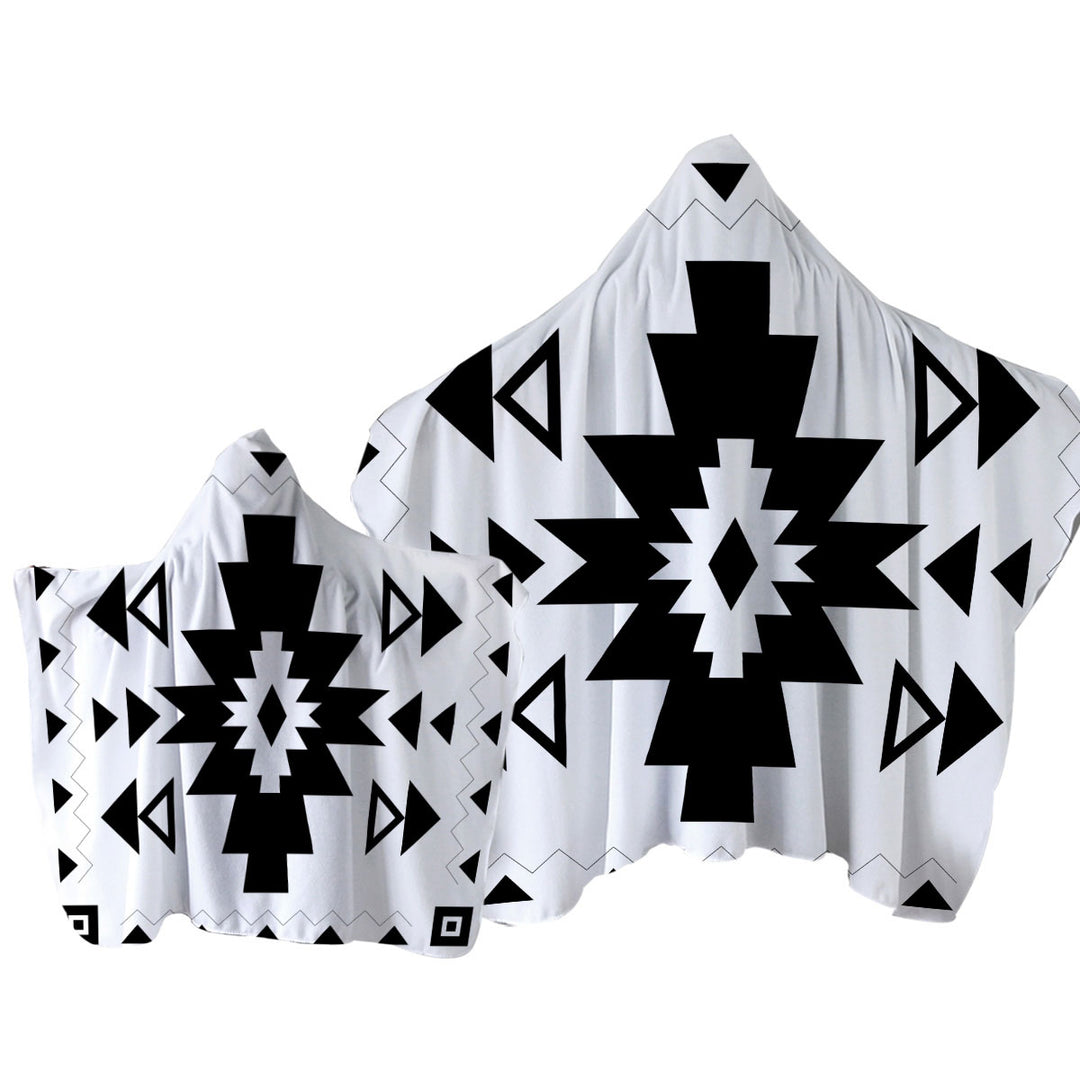 Towel with Hood with Black and White Aztec Design