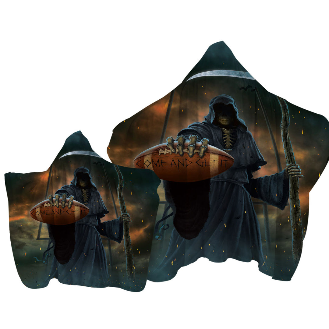 Towel with Hood with Cool Dark Art Football Coach vs Angel of Death