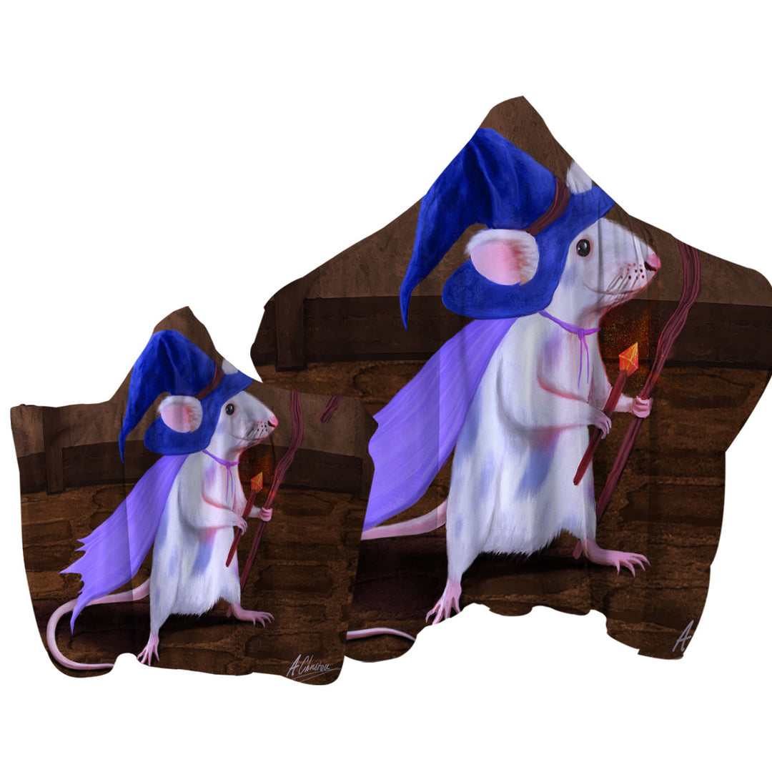 Towel with Hood with Cool and Cute Magus the Mouse Wizard