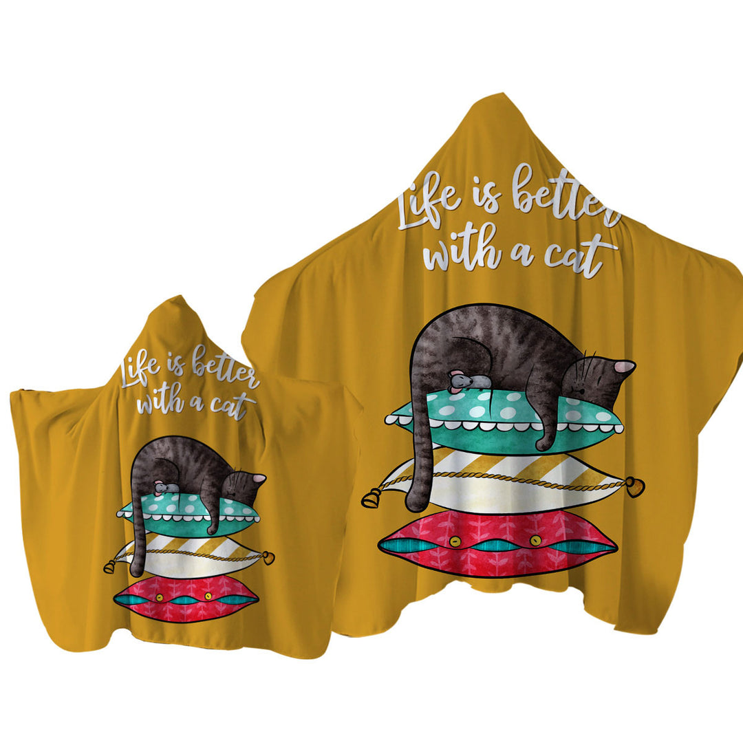 Towel with Hood with Cute and Funny Slapping Cat Quote