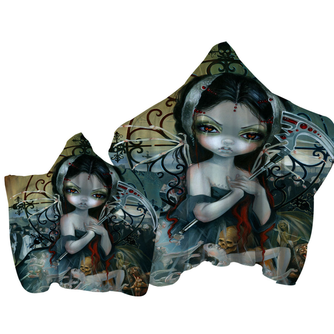 Towel with Hood with Dark Gothic Art Unseelie Court Death Maiden